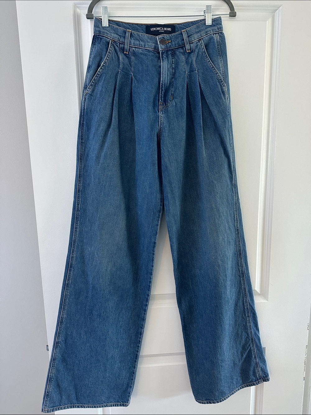 Veronica Beard Pleated Denim Jeans